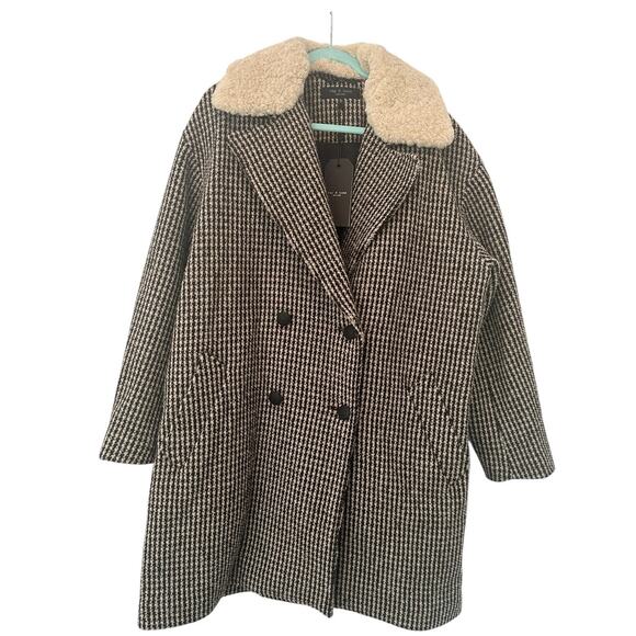 Rag & Bone Mina Houndstooth Brown Plaid Wool Coat XL - Picture 4 of 12
